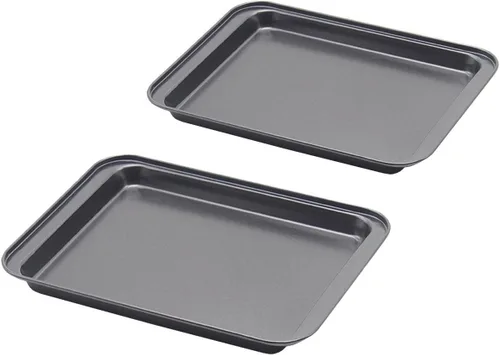 SS&CC - Juego de 2 bandejas antiadherentes para hornear pequeñas (9.5 x 7.1 pulgadas), bandejas antiadherentes para horno, tostadoras y tostadoras
