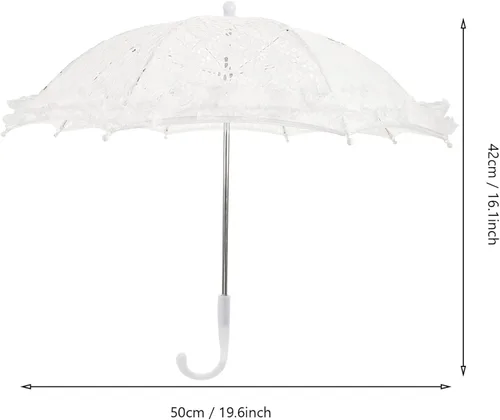 Miniatura 2 de Toddmomy Sombrilla de encaje con diseño floral blanco, sombrilla vintage de boda, sombrilla de novia, accesorios de escena de fotografía para baby