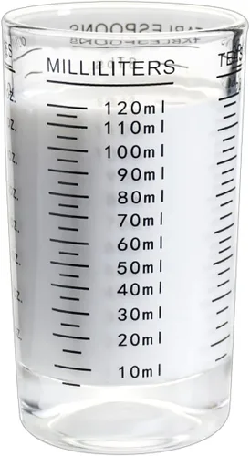 Taza medidora 4 onzas/120ML Vaso de chupito líquido pesado alto taza de vidrio espresso (negro)