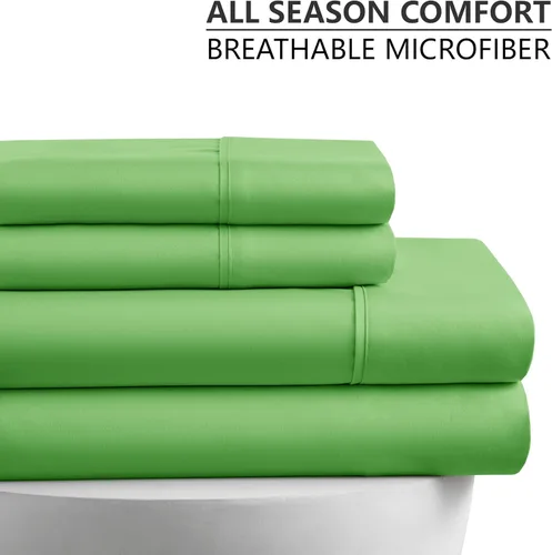 Miniatura 3 de American Home Collection Juego de sábanas tamaño Twin - Bolsillo profundo de 16 pulgadas - Sábanas de cama de microfibra ultra suave - Verde