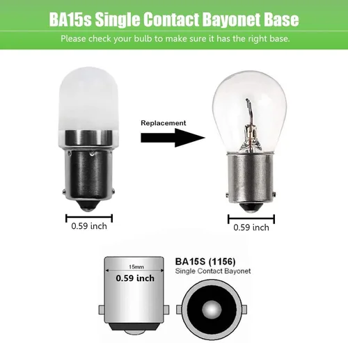Miniatura 5 de 1141 BA15s - Bombillas LED de bayoneta de 12 V, resistente a la intemperie 1156 S8, 1 W, color blanco frío, 6000 K para luces de caravana