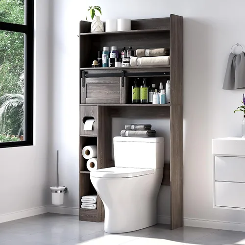 Miniatura 8 de NUNU LAB Gabinete de almacenamiento sobre el inodoro, sobre gabinetes de inodoro, gabinete de almacenamiento de baño, gabinete de almacenamiento WD