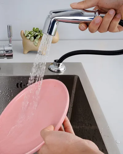 Miniatura 6 de Hygie Rinse Accesorio de Rociador para Fregadero de Ajuste Universal con Juego de Manguera, Cabezal Rociador Lateral de Cocina con Adaptadores Cromo
