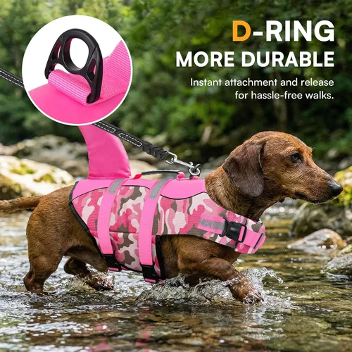 Miniatura 4 de Queenmore - Chaleco salvavidas Ripstop de tiburón para perro, ajustable, con alta flotabilidad y asa de rescate duradera, para perros pequeños