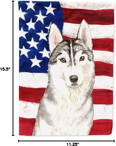 Miniatura 7 de Caroline's Treasures CK1713GF Bandera patriótica de Estados Unidos Siberiano Husky para buzón, bandera decorativa para patio exterior, patio, obras
