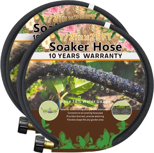 Miniatura 10 de Paquete de 4 mangueras de remojo para jardín de 10 pies, mangueras cortas de 40 pies, manguera de jardín de goma para riego, sistema de mangueras