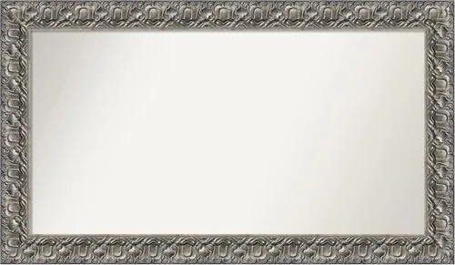 Miniatura 260 de Amanti Art Espejo de baño plateado para sobre fregadero, 26 x 26 pulgadas, espejo cuadrado de níquel pulido, marco de madera tradicional mediano, se