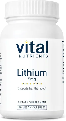 Vital Nutrients Orotato de litio de 5 mg | Suplemento vegano para apoyar la salud de la memoria y el comportamiento* | 5 mg | Sin gluten, lácteos y