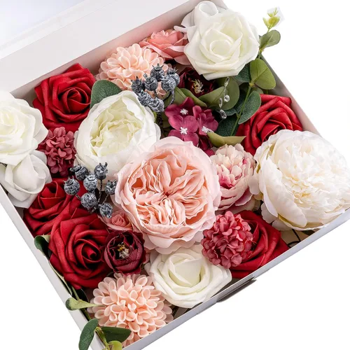 Flores artificiales – Flores falsas para arreglos florales, centros de mesa, ramos de boda y decoración rústica para el hogar, flores sintéticas