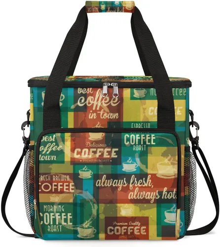 Miniatura 8 de Bolsa de transporte con diseño de acuarela para cafetera de granos de café, bolsa tote de almacenamiento y viaje para café, compatible con cafetera