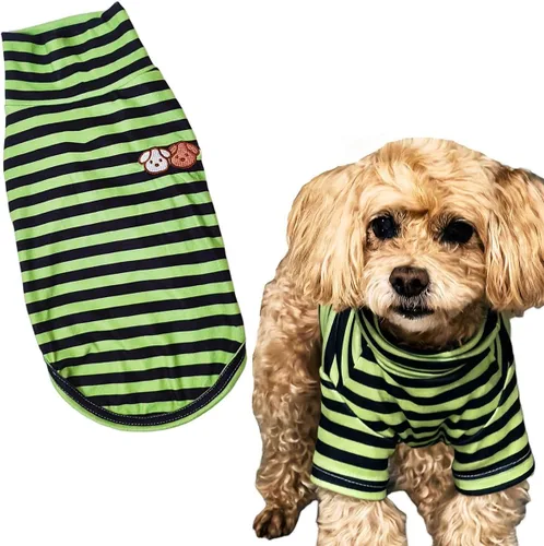 Miniatura 17 de Camisa de cuello alto para perro, lindo bordado de perrito, sudadera súper suave para perro, jersey elástico a rayas para cachorro, para gatos