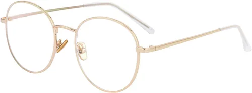 Miniatura 4 de Kursan - Gafas con filtro de luz azul para mujeres y hombres, elegantes, con armazón redonda de metal, lentes transparentes