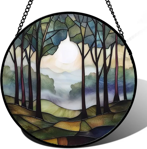 Miniatura 24 de DASTOLL Colgante de vidrio emplomado para ventana, diseño de lirio del valle, mariposa, atrapasol para puertas, hogar, atrapasoles decoración