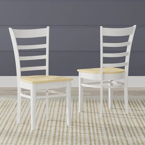Miniatura 5 de Glenwillow Home Sillas de comedor de madera maciza con respaldo de listones en negro (juego de 2)