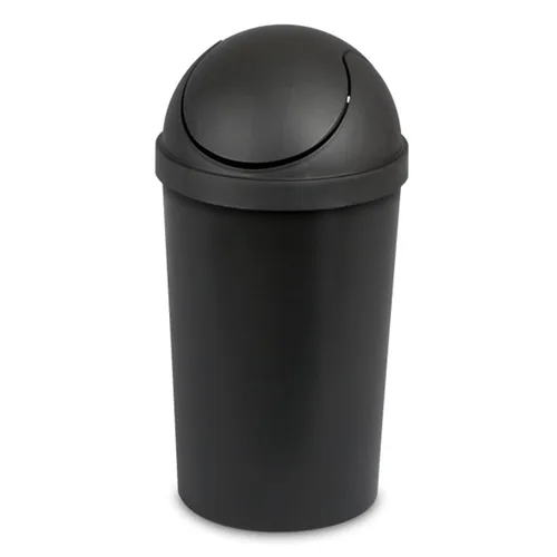 Sterilite Paquete de 6 cestos de basura con tapa basculante, papelera redonda con tapa abatible de 3 galones, negro