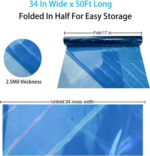Miniatura 2 de CMFYHM Rollo de Celofán Iridiscente Azul Profundo I de 34 Pulgadas de Ancho x 50 Pies de Largo I Celofán Colorido Perfecto para Cestas, Regalos