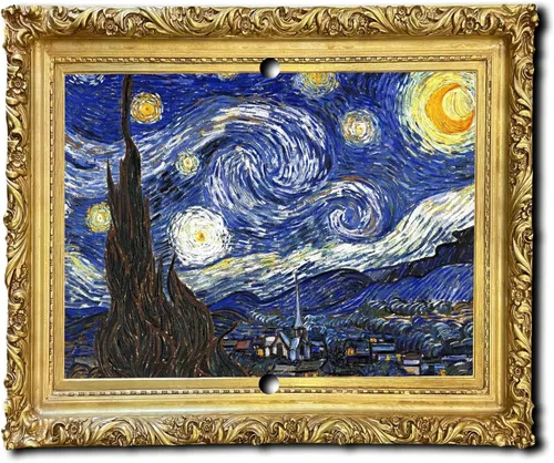 Miniatura 8 de Cubierta eléctrica acrílica decorativa de pintura de noche estrellada - Interruptor de luz triple