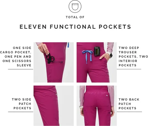 Miniatura 5 de FIGS YOLA - Pantalones médicos ajustados para mujer, ajuste delgado, pierna recta, 11 bolsillos, elásticos en 4 direcciones, pantalones quirúrgicos