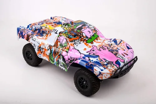 Miniatura 2 de Reemplazo de estilo de cerdo rosa con graffiti de cuerpo personalizado compatible para automóvil o camión RC escala 1/10 (camión no incluido)