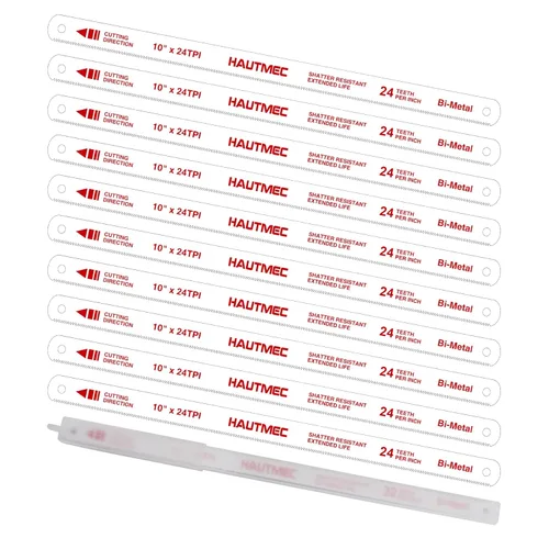 Miniatura 7 de HAUTMEC Juego de hojas de sierra para metales de 10" 18, 24 y 32 TPI – Juego de 12 hojas de repuesto bimetálicas con dientes de acero de alta