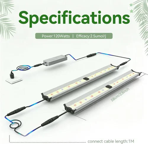 Miniatura 5 de FARMLITE Barras de luz de crecimiento de espectro completo debajo del dosel, lámparas de cultivo LED para plantas de interior, cadena de margaritas