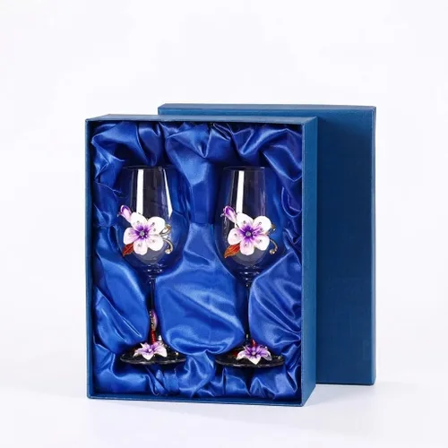 Miniatura 14 de Simcat Copa de Vino de Esmalte Pintada a Mano con Flores, Vaso Transparente Refinado, Tallo para Cabernet, Regalos