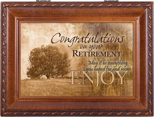 Miniatura 2 de Cottage Garden Congrats jubilación Woodgrain Música BoxCaja de joyería Reproduce Maravilloso Mundo