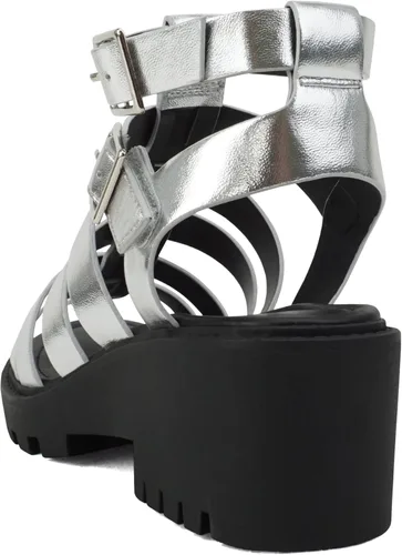 Miniatura 3 de Soda "Rebirth" Sandalias de tacón bajo con puntera abierta para mujer, con hebilla y hebilla