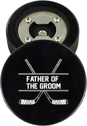 Miniatura 15 de Disco de hockey de acero inoxidable para abrebotellas, regalo para el mejor hombre padrinos de boda, disco impreso – Propuesta de disco de hockey