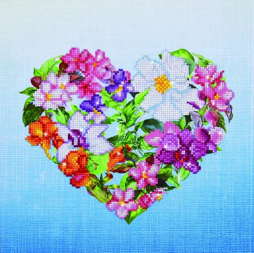 DIAMOND DOTZ Kits de pintura de diamantes florales con corazón de flores para adultos, kits de arte de diamantes, un kit de manualidades creativo