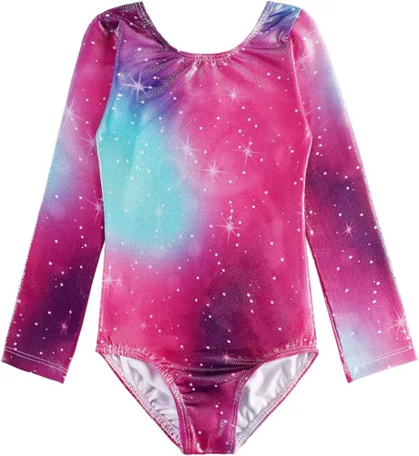 Miniatura 103 de HOZIY - Leotardos de manga larga para niñas, de gimnasia, para niños pequeños, trajes florales de unicornio, galaxia, arco iris, patrón de rayas