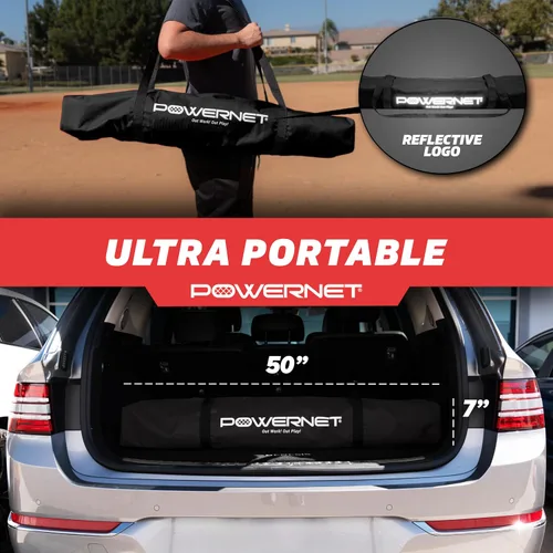 Miniatura 5 de PowerNet Red de entrenamiento de béisbol de triple amenaza, red de bateo o lanzamiento de 3 vías de 7 pies x 7 pies, cubre 147 pies cuadrados, Negro