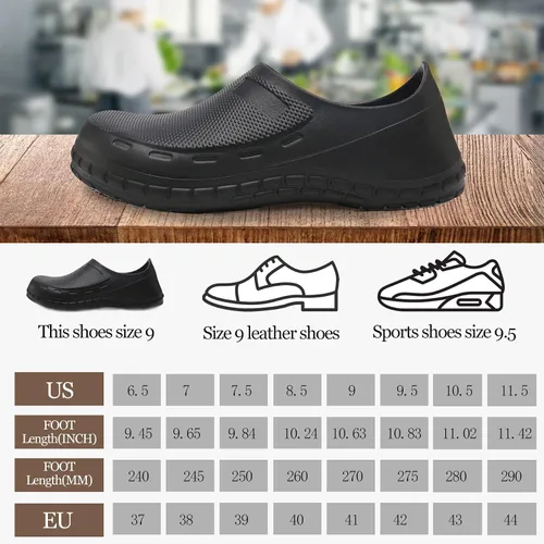 Miniatura 6 de Zapatos de chef Zapatos de cocina antideslizantes a prueba de agua y aceite para hombre, cómodos zapatos de enfermería para servicio de alimentos