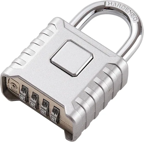 Miniatura 18 de 1 cerradura de combinación de 4 dígitos resistente, desbloqueo con un toque, función antierror, candado grande impermeable de alta seguridad