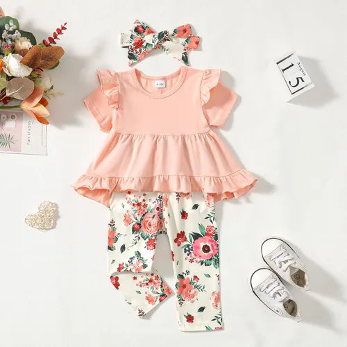 Miniatura 22 de Kucnuzki Conjunto de ropa para bebé niña pequeña, camisa de manga con volantes, pantalón floral, ropa de otoño e invierno para niña