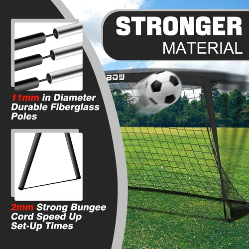 Miniatura 4 de Portería de fútbol infantil de 9 x 5 pies con bolsa de transporte, red de fútbol plegable portátil para entrenamiento en el patio trasero, uso