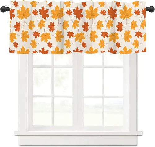 Miniatura 8 de Cenefas de Halloween para ventanas, cortina de calabaza con sombrero de bruja, cortinas cortas con bolsillo para barra, cortinas de cenefa