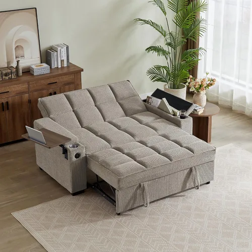 Miniatura 31 de Auvsoce - Sofá cama biplaza de 65 pulgadas, sofá convertible para sala de estar, sofá para RV con respaldo ajustable, chaise longue, mesa lateral