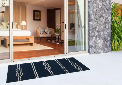 Miniatura 4 de Liora Manne CAPR5163633 - Alfombra costera para interiores y exteriores, color azul marino, 2 pies x 5 pies Cuerdas Navy