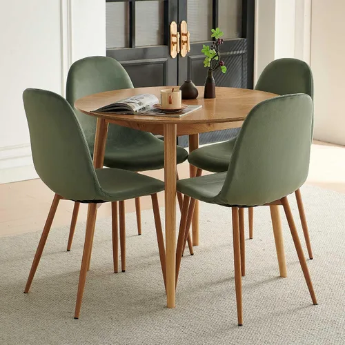 Miniatura 6 de Juego de 4 sillas de comedor de terciopelo, color verde salvia, modernas, tapizadas, de tela, sin brazos, para cocina pequeña, sala de estar