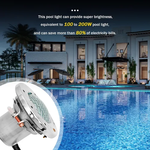 Miniatura 4 de Luces LED de spa de 6 pulgadas para piscina enterrada, 50 pies AC120V 6 pulgadas, luces blancas de piscina, luz subacuática de spa para piscinas