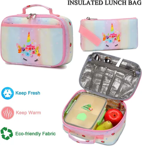 Miniatura 7 de Mochilas para niñas mochila de zorro mochila escolar con lonchera y estuche para lápices Multi