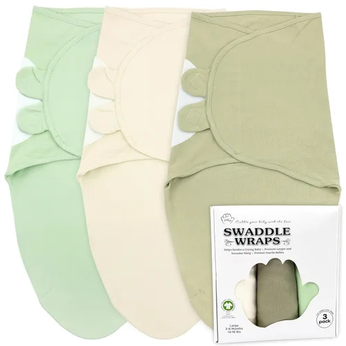 Miniatura 33 de Mantas para envolver para recién nacidos – Juego de 3 mantas para bebés de 0-3 meses – Saco de dormir ajustable – Bufanda suave de algodón orgánico