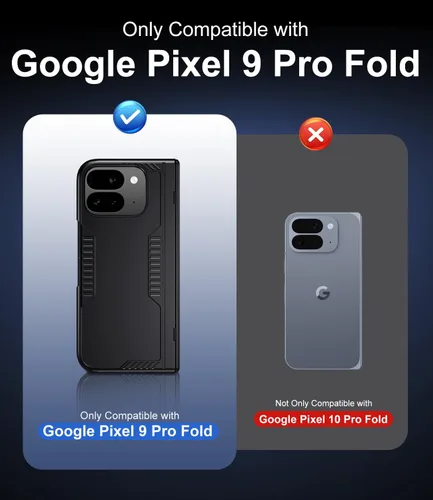 Miniatura 2 de Kaiiecal Funda plegable para Google Pixel-9-Pro: Funda delgada con soporte de bisagra con protector de pantalla - Soporte de carga inalámbrica
