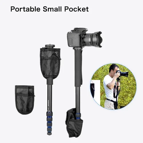 Miniatura 9 de Monopod extensible de aluminio para cámara con cabezal fluido y base de trípode plegable para cámara DSLR. Altura máxima de 58 pulgadas. Carga útil
