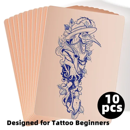 Miniatura 6 de 10 piezas de piel de práctica de tatuajes en blanco de 0.039 pulgadas de grosor, piel falsa de doble cara de 8 x 6 pulgadas, hojas de silicona