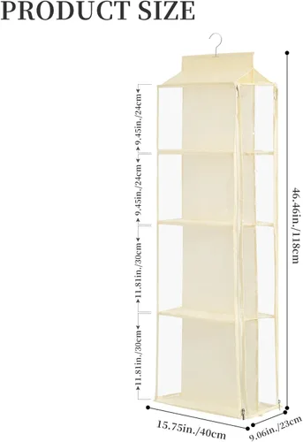 Miniatura 10 de Organizador de bolso colgante de 8 rejillas en 1 paquete con cremalleras dobles, organizador de bolso visible para armario, soporte