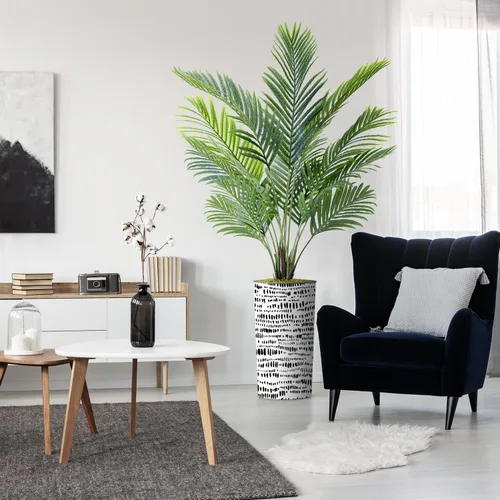 Árbol artificial en maceta contemporánea, palmera tropical areca artificial de seda para decoración del hogar en interiores y exteriores, altura