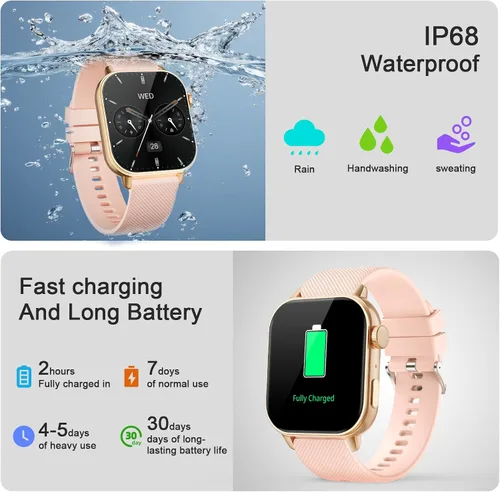 Miniatura 5 de MFVLP Reloj inteligente para hombres y mujeres, 1.85 pulgadas AMOLED HD reloj de fitness con más de 120 modos deportivos, llamada Bluetooth