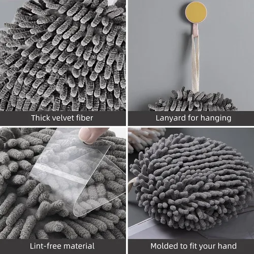 Miniatura 6 de Paquete de 16 toallas de mano de felpilla mullidas, toallas de microfibra suaves y absorbentes, paños de limpieza de secado rápido para cocina